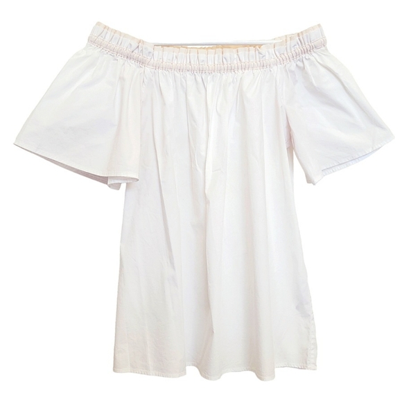 Banana Republic Tops - BANANA REPUBLIC Off Shoulder Cotton Spandex Blend White Spring Summer Top EUC